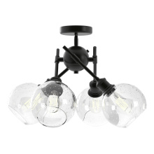Golden 1945-SF BLK-GLOBE-SD - Wry Lighting Axel 4-light Semi-Flush Mount in Matte Black and Globe Seeded Glass